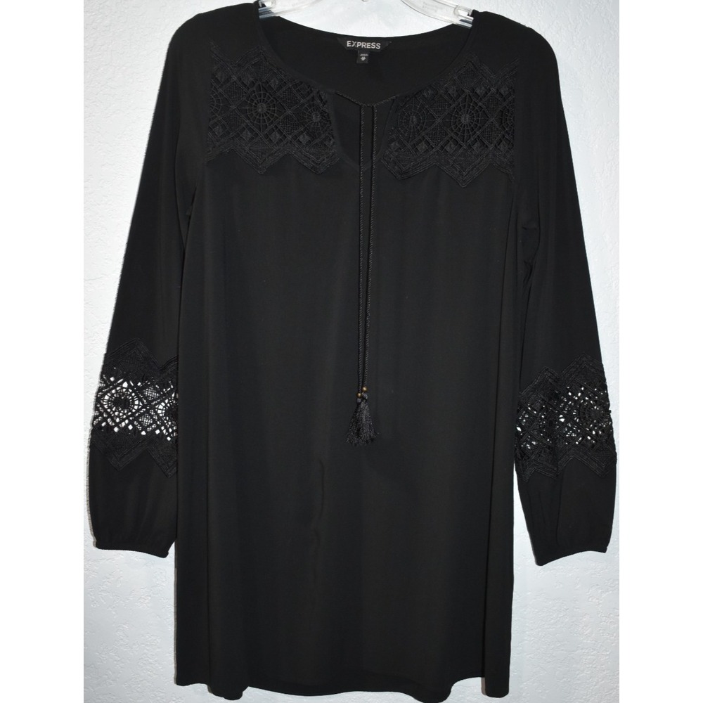 EXPRESS Swim‎ Cover Up Women's Black Cotton Classic Neutral Pool Beach Coastal